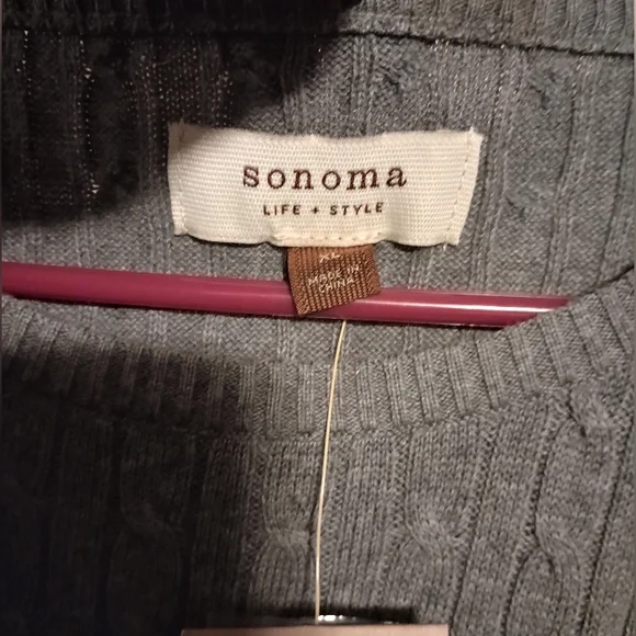 Women's Gray Sonoma Cable Knit Sweater Size XL - Picture 2 of 3